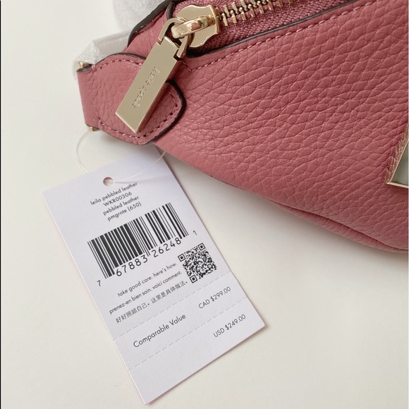 ♠️Kate Spade Leila Leather Belt Bag Fanny Pack Pomegranate Pink NWT - Picture 8 of 9